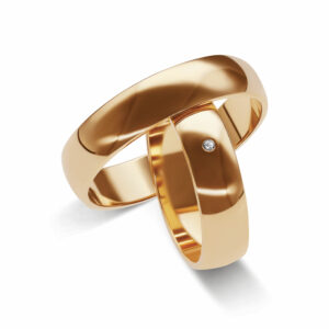 Obrączki ślubne z żółtego złota z kamieniem