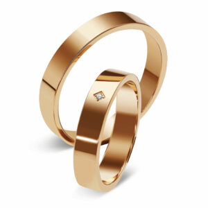 Obrączki ślubne z żółtego złota z kamieniem