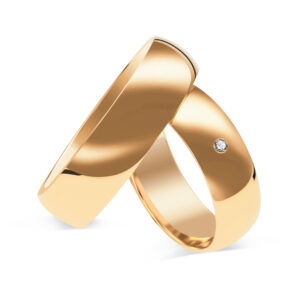 Obrączki ślubne z żółtego złota z kamieniem