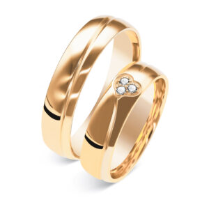 Obrączki ślubne z żółtego złota z motywem serca