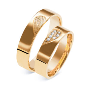 Obrączki ślubne z żółtego złota z motywem serca