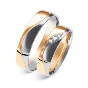 Obrączki ślubne dwukolorowe z kamieniami