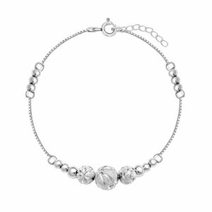 Srebrna bransoletka z grawerowanymi kulkami