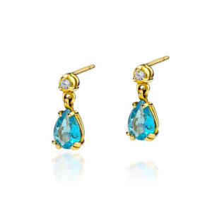 Złote kolczyki z brylantami i topazami