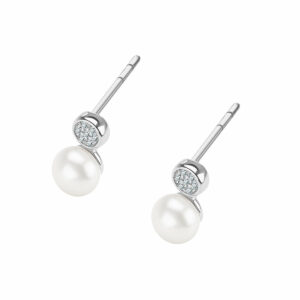 Srebrne kolczyki z perłą i cyrkoniami