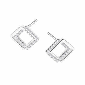 Srebrne kolczyki z motywem podwójnych rombów