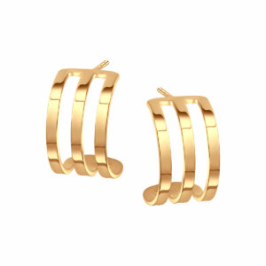 Pozłacane kolczyki z motywem 3 pasków
