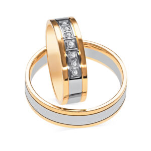 Obrączki ślubne z żółtego złota z kamieniami