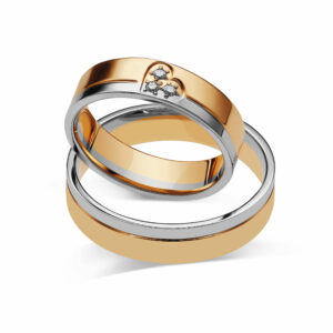 Obrączki ślubne dwukolorowe z motywem serca
