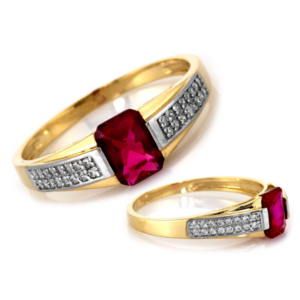 Złoty pierścionek z rubinem