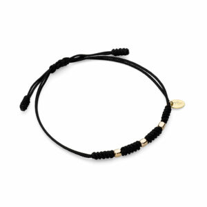 Srebrna bransoletka pozłacana na sznurku