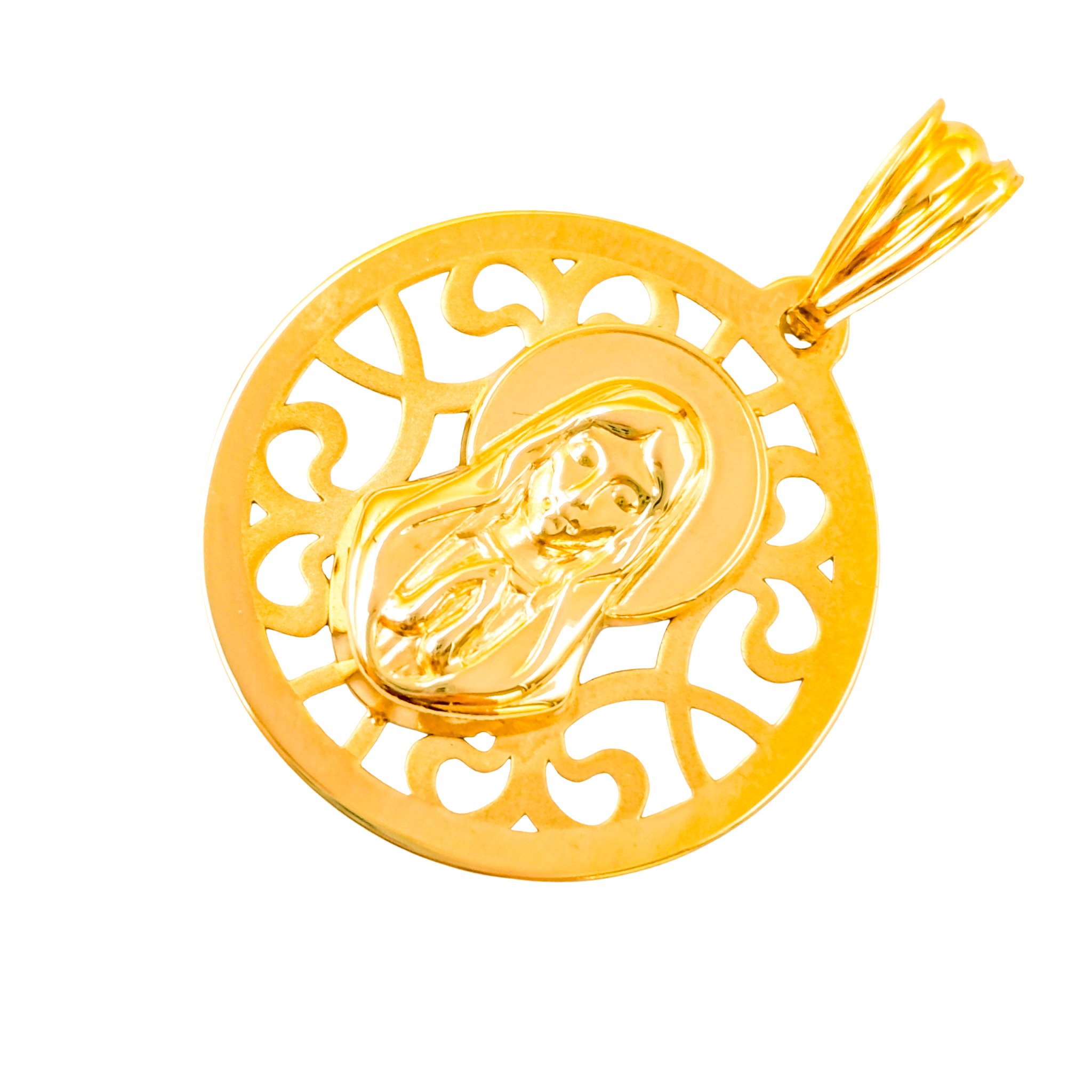 Złoty medalik z Matką Boską