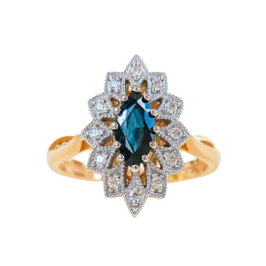 Złoty pierścionek z szafirem