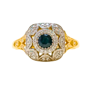 Złoty pierścionek z szafirem