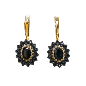 Złote kolczyki z czarnymi cyrkoniami