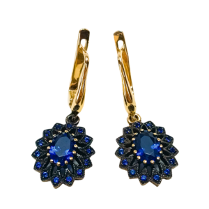 Złote kolczyki z szafirami