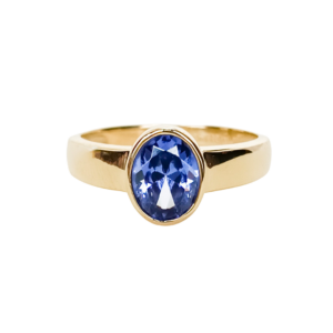 Złoty pierścionek z tanzanitem