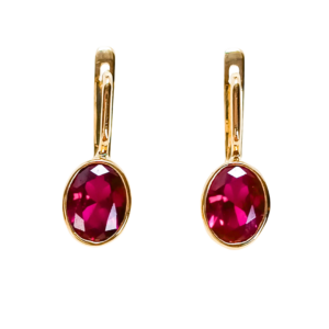 Złote kolczyki z rubinami