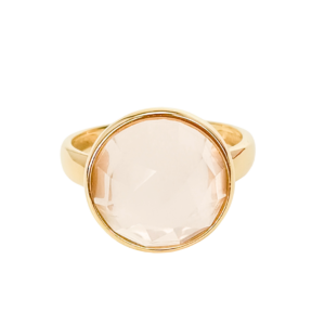 Złoty pierścionek z kwarcem Pink