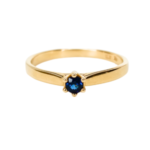 Złoty pierścionek z szafirem