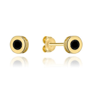 Złote kolczyki z czarnymi cyrkoniami