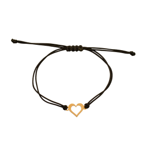Złota bransoletka na sznurku z sercem