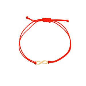 Złota bransoletka na sznurku z nieskończonością