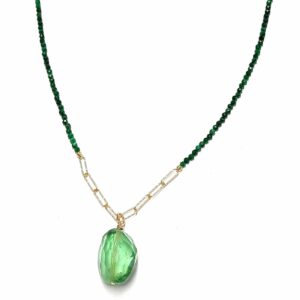 Pozłacany naszyjnik z fluorytem