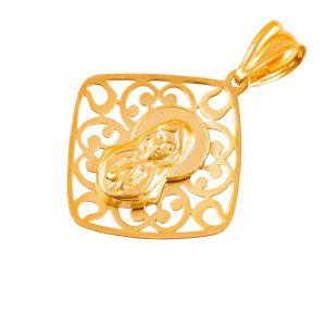 Złoty medalik z Matką Boską