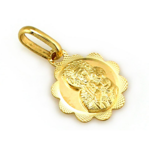 Złoty medalik z Matką Boską