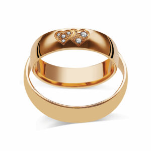 Obrączki ślubne z żółtego złota z motywem serca