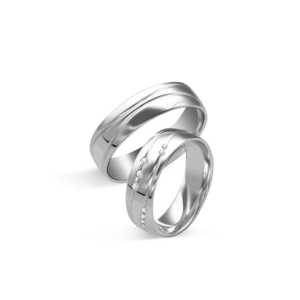 Obrączki ślubne z białego złota z kamieniami
