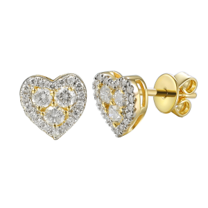Złote kolczyki serca z brylantami