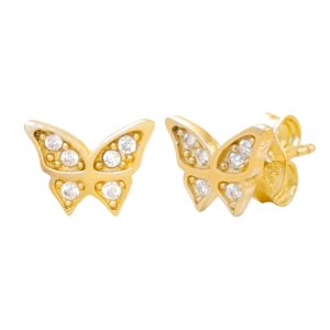 Złote kolczyki motylki