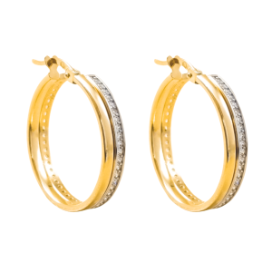 Złote kolczyki koła z cyrkoniami