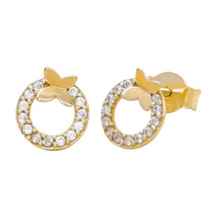 Złote kolczyki motylki