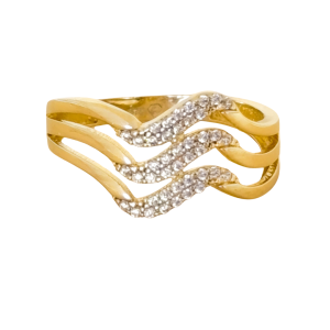 Złoty pierścionek z cyrkoniami