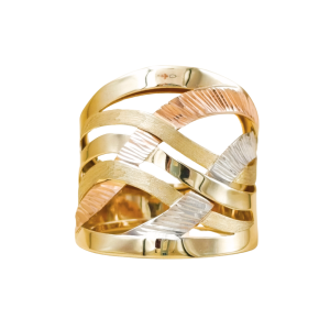 Złoty trzykolorowy pierścionek