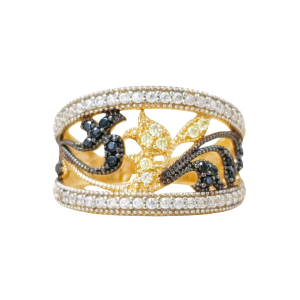 Złoty pierścionek z cyrkoniami