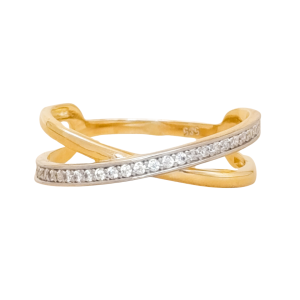 Złoty pierścionek z cyrkoniami