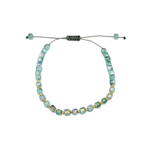 Złota bransoletka na sznurku z topazem blue