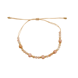 Złota bransoletka na sznurku z opalem pink
