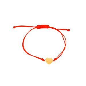 Złota bransoletka na sznurku z sercem