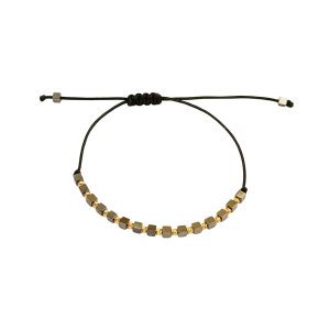 Złota bransoletka na sznurku z hematytem