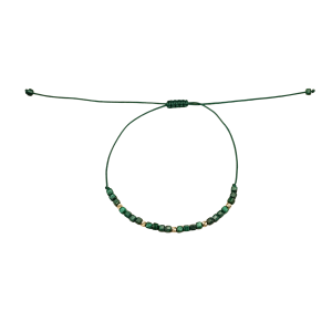 Złota bransoletka na sznurku z malachitem