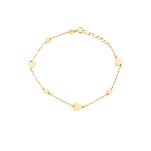 Złota bransoletka z serduszkami