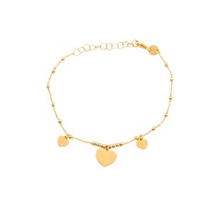 Złota bransoletka z sercami