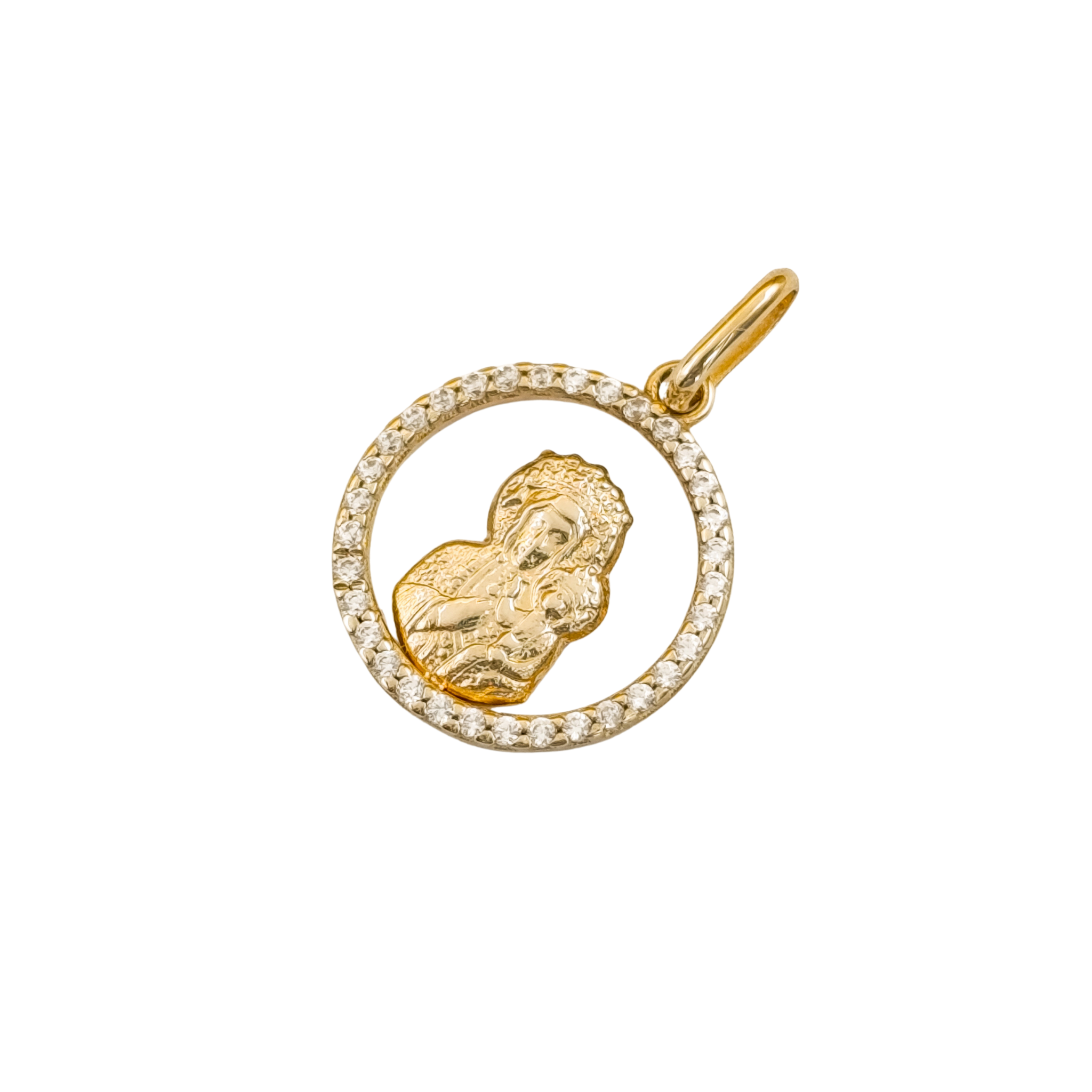 Złoty medalik z cyrkoniami