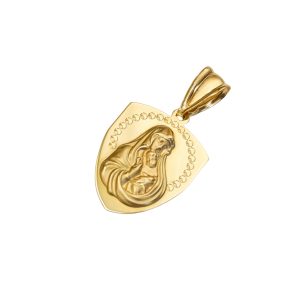Złoty medalik z Matką Boską