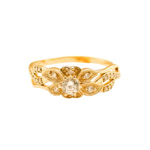 Złoty pierścionek z cyrkoniami